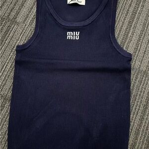 Miu Miu Navy Blue Tank Top